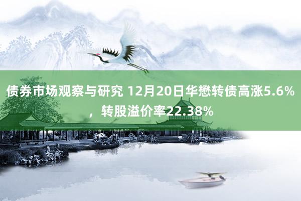 债券市场观察与研究 12月20日华懋转债高涨5.6%，转股溢价率22.38%