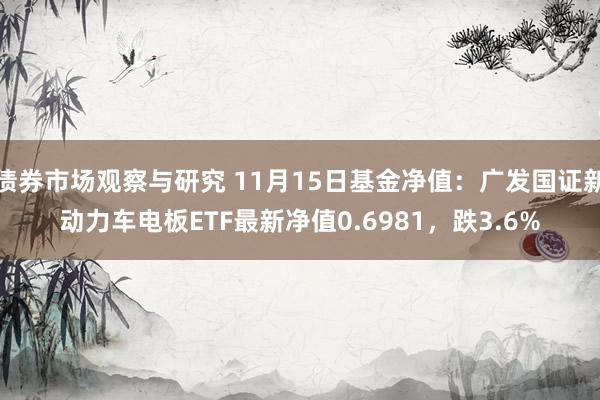 债券市场观察与研究 11月15日基金净值：广发国证新动力车电板ETF最新净值0.6981，跌3.6%