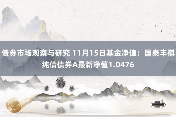 债券市场观察与研究 11月15日基金净值：国泰丰祺纯债债券A最新净值1.0476