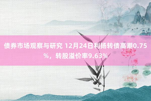 债券市场观察与研究 12月24日利扬转债高潮0.75%，转股溢价率9.63%