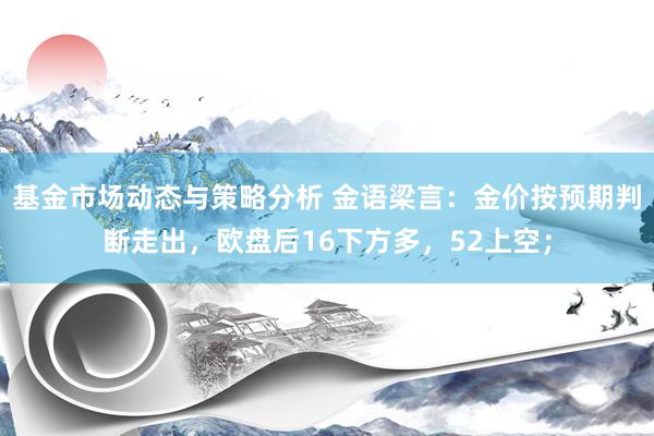 基金市场动态与策略分析 金语梁言：金价按预期判断走出，欧盘后16下方多，52上空；