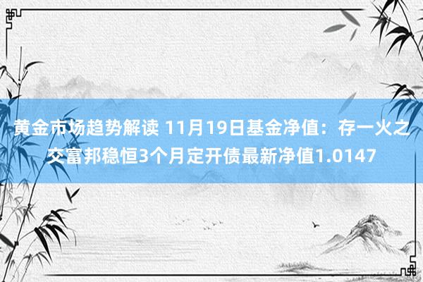 黄金市场趋势解读 11月19日基金净值：存一火之交富邦稳恒3个月定开债最新净值1.0147