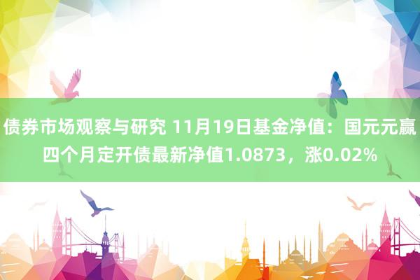 债券市场观察与研究 11月19日基金净值：国元元赢四个月定开债最新净值1.0873，涨0.02%