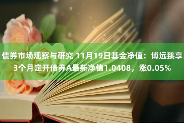 债券市场观察与研究 11月19日基金净值：博远臻享3个月定开债券A最新净值1.0408，涨0.05%