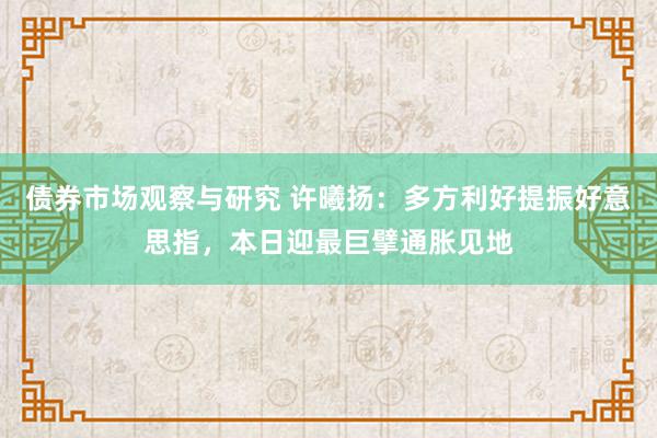 债券市场观察与研究 许曦扬：多方利好提振好意思指，本日迎最巨擘通胀见地