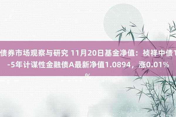 债券市场观察与研究 11月20日基金净值：祯祥中债1-5年计谋性金融债A最新净值1.0894，涨0.01%