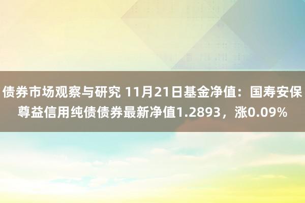 债券市场观察与研究 11月21日基金净值：国寿安保尊益信用纯债债券最新净值1.2893，涨0.09%