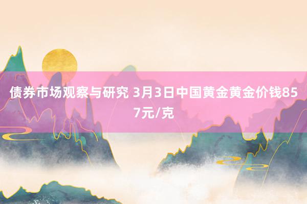 债券市场观察与研究 3月3日中国黄金黄金价钱857元/克