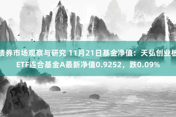 债券市场观察与研究 11月21日基金净值：天弘创业板ETF连合基金A最新净值0.9252，跌0.09%