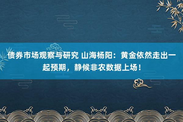 债券市场观察与研究 山海杨阳：黄金依然走出一起预期，静候非农数据上场！