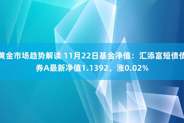 黄金市场趋势解读 11月22日基金净值：汇添富短债债券A最新净值1.1392，涨0.02%