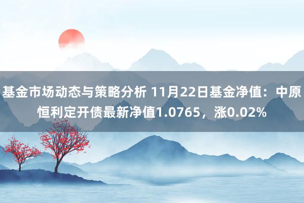 基金市场动态与策略分析 11月22日基金净值：中原恒利定开债最新净值1.0765，涨0.02%