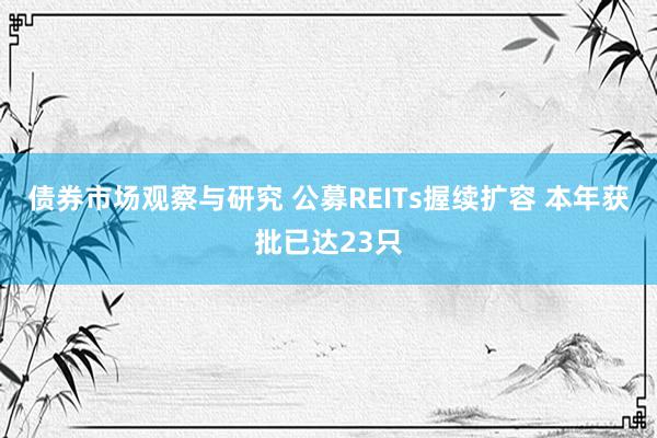 债券市场观察与研究 公募REITs握续扩容 本年获批已达23只