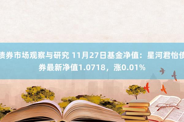 债券市场观察与研究 11月27日基金净值：星河君怡债券最新净值1.0718，涨0.01%